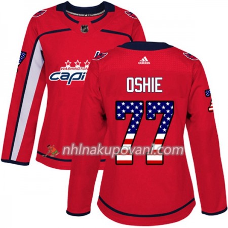Washington Capitals Dresy T.J. Oshie 77 2017-2018 USA Flag Fashion Černá Adidas Authentic - Dámské